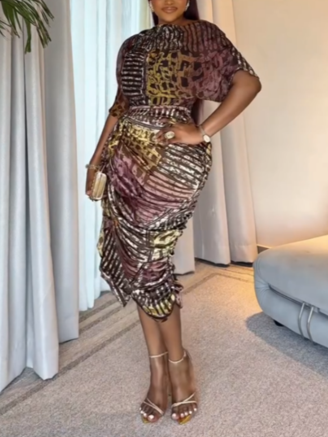Colorful Abstract Pattern Kaftan Midi Dress