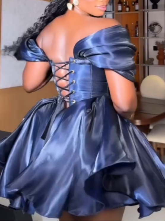 Vibrant Off-Shoulder Ruffled Dress