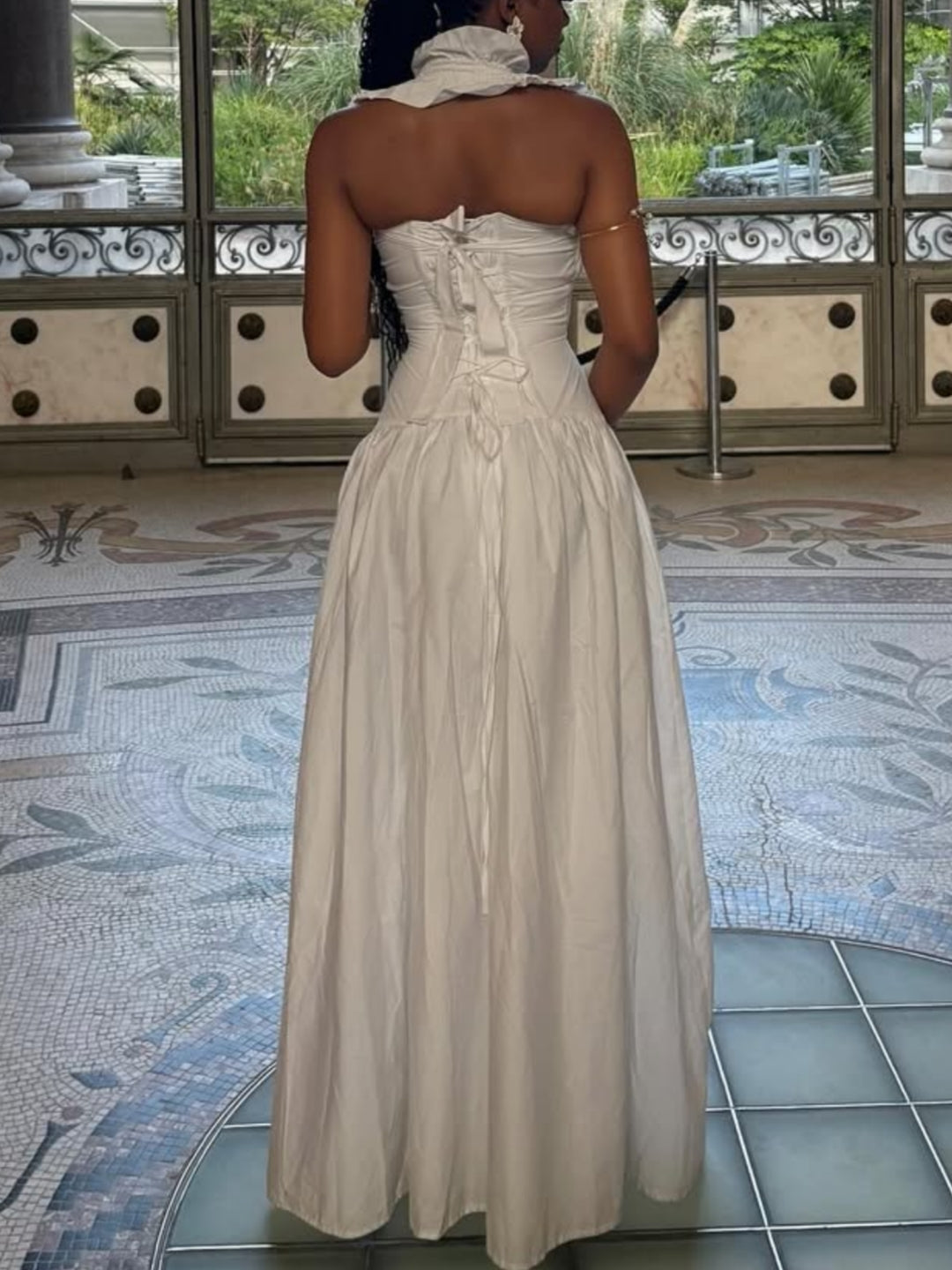 Elegant White Ruffled Maxi Dress