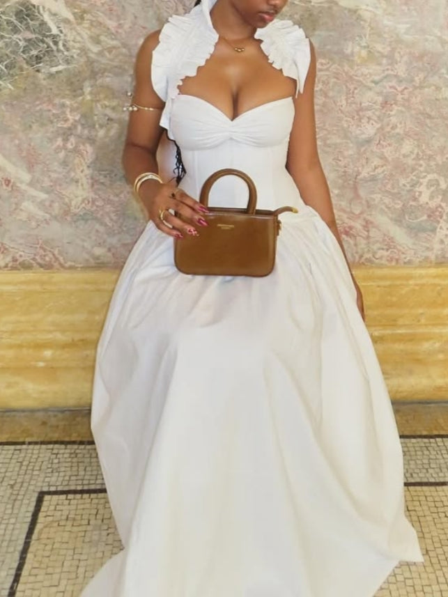 Elegant White Ruffled Maxi Dress