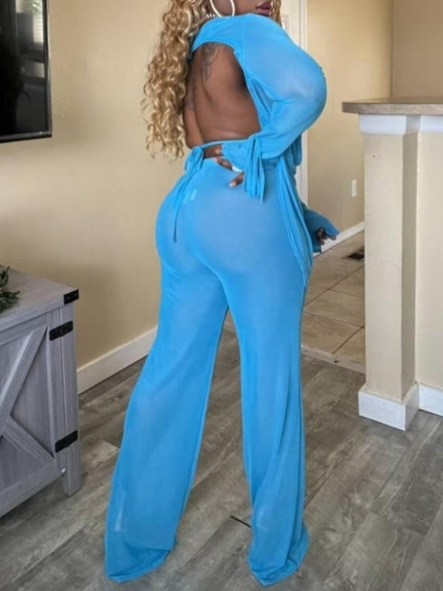 Mesh Sheer Three Pieces Set