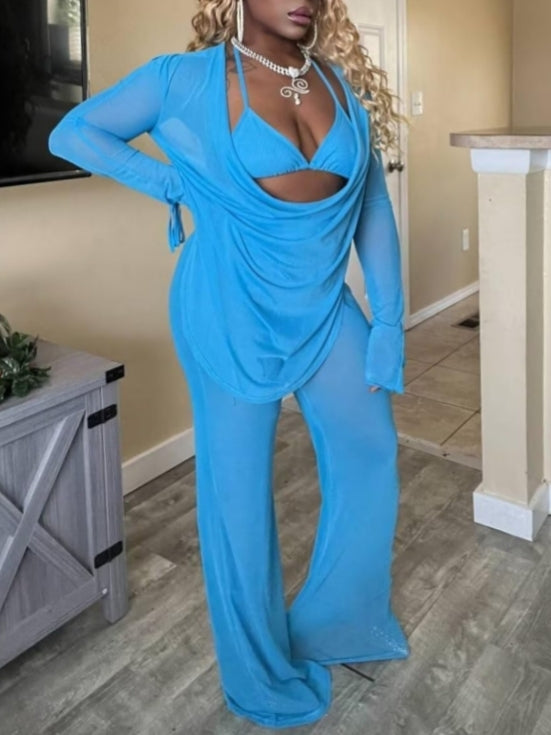 Mesh Sheer Three Pieces Set