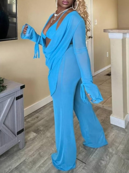 Mesh Sheer Three Pieces Set