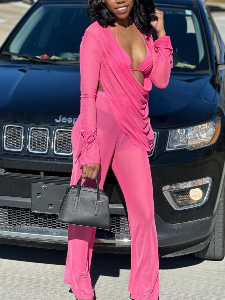 Mesh Sheer Three Pieces Set