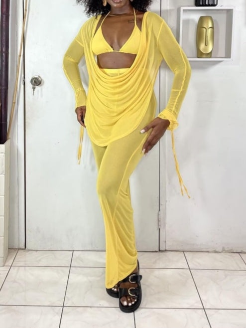 Mesh Sheer Three Pieces Set