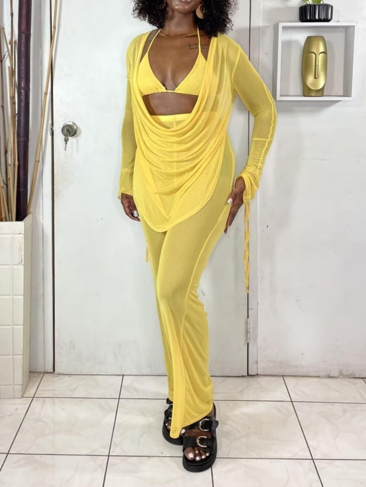 Mesh Sheer Three Pieces Set