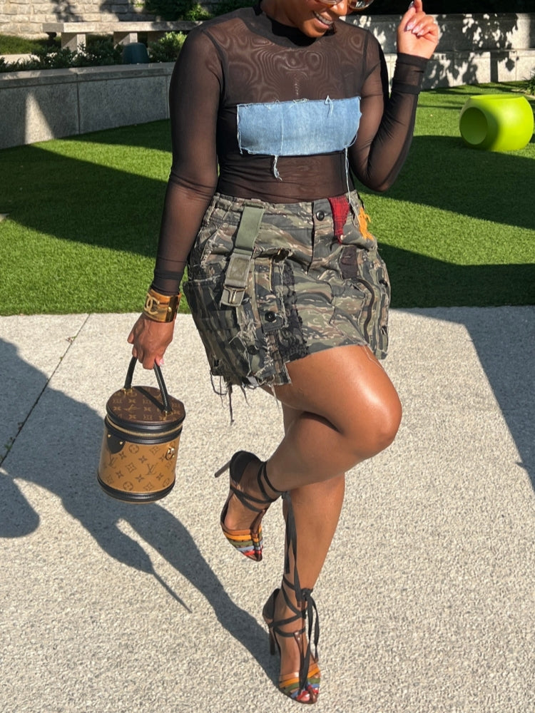 Custom Camo Cargo Skirt