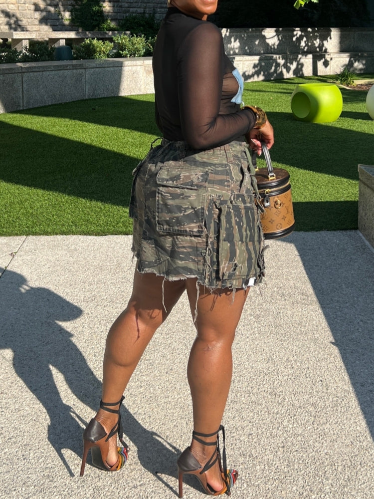 Custom Camo Cargo Skirt