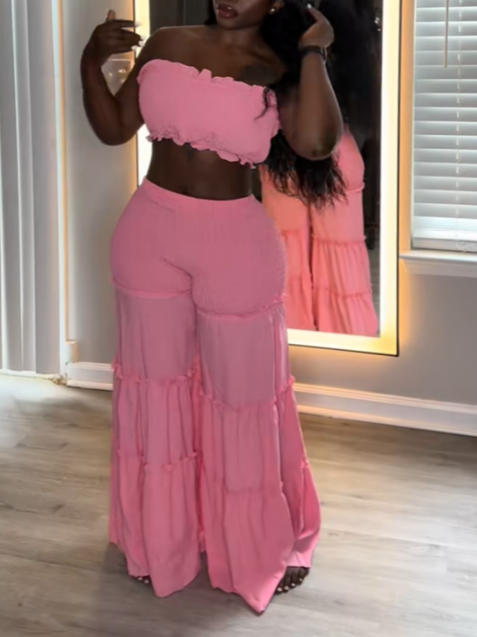 Pink Crocheted Two-Piece Set
