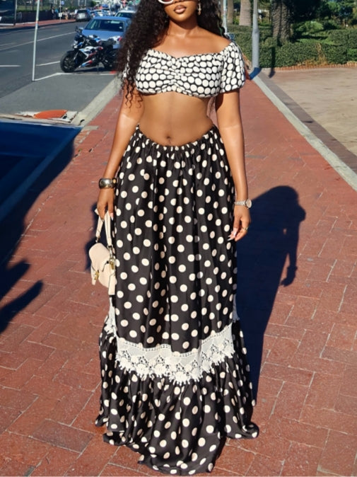 Black And White Polka Dot Two-Piece Set