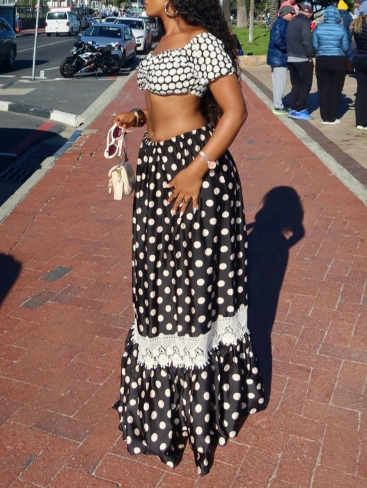 Black And White Polka Dot Two-Piece Set