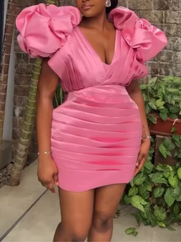 Pink Structured Mini Dress