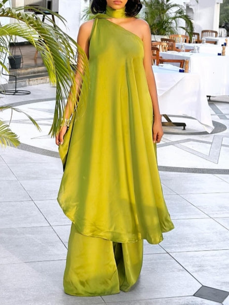 Vibrant Lime Green Two-Piece Set