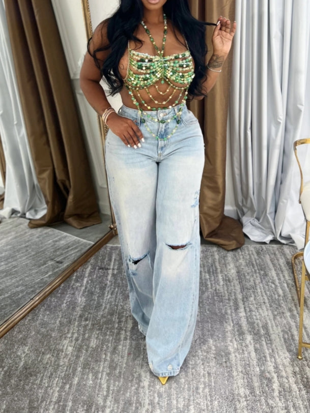 Bright Jewele Beaded Crop Top