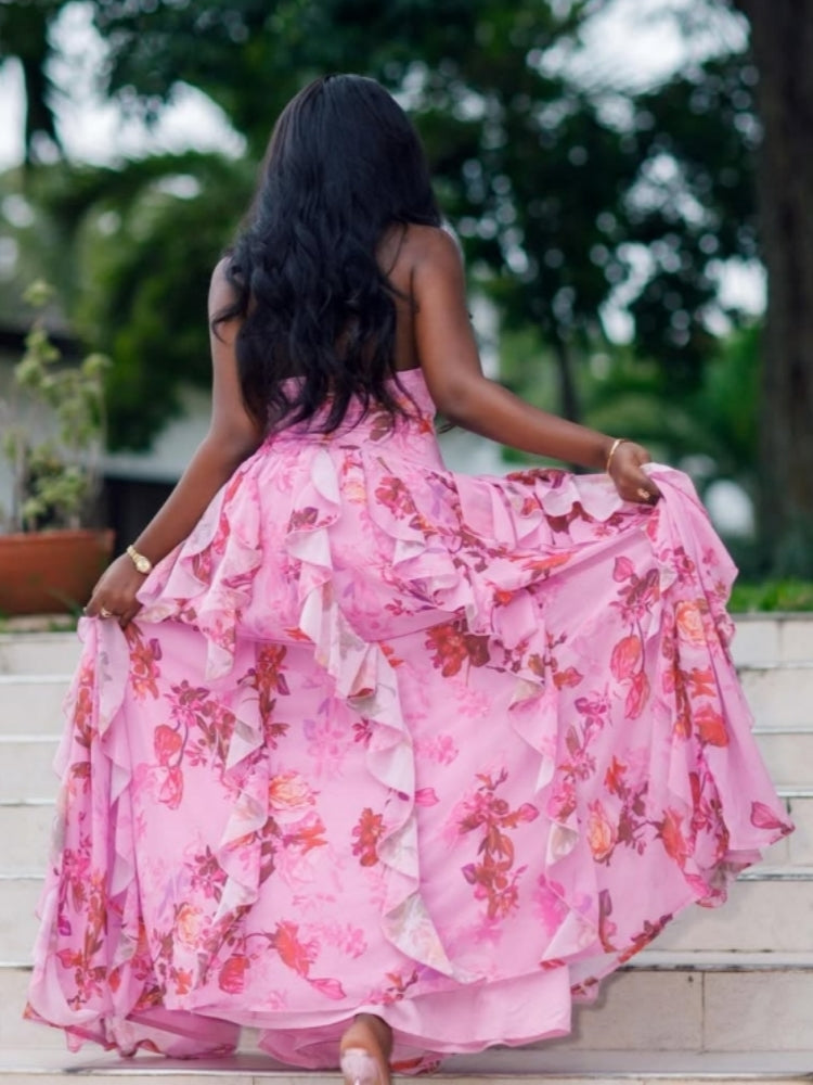 Pink Floral Maxi Dress