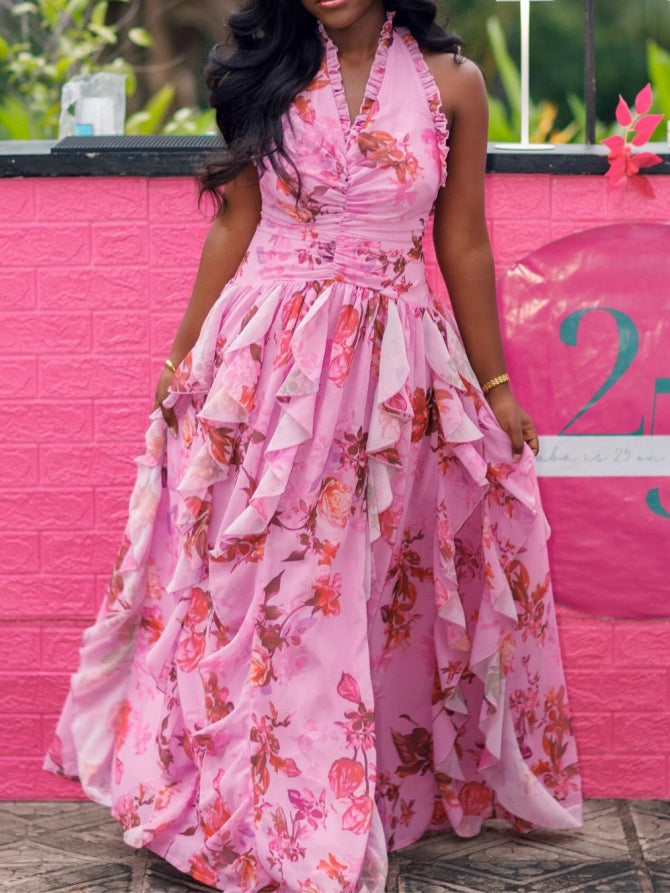 Pink Floral Maxi Dress