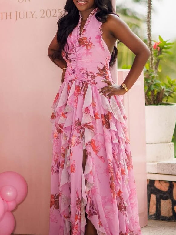 Pink Floral Maxi Dress