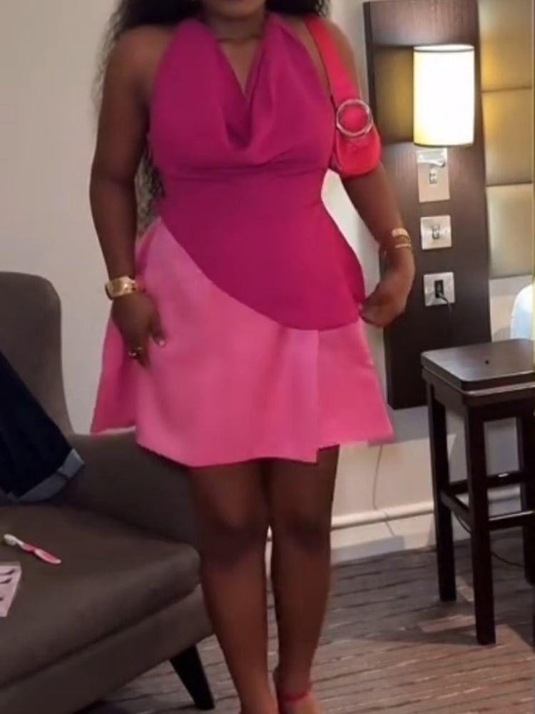 Hot Pink Halter-Neck Dress