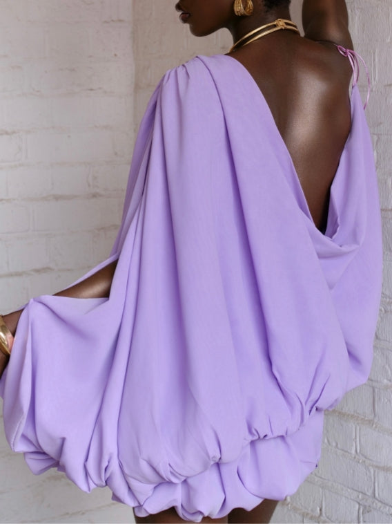 Hot Pink One-Shoulder Draped Mini Dress