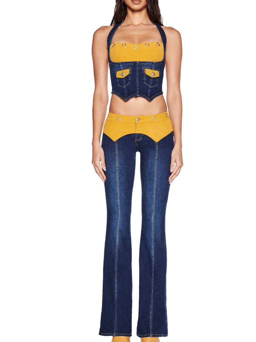 Splicing Denim Suit