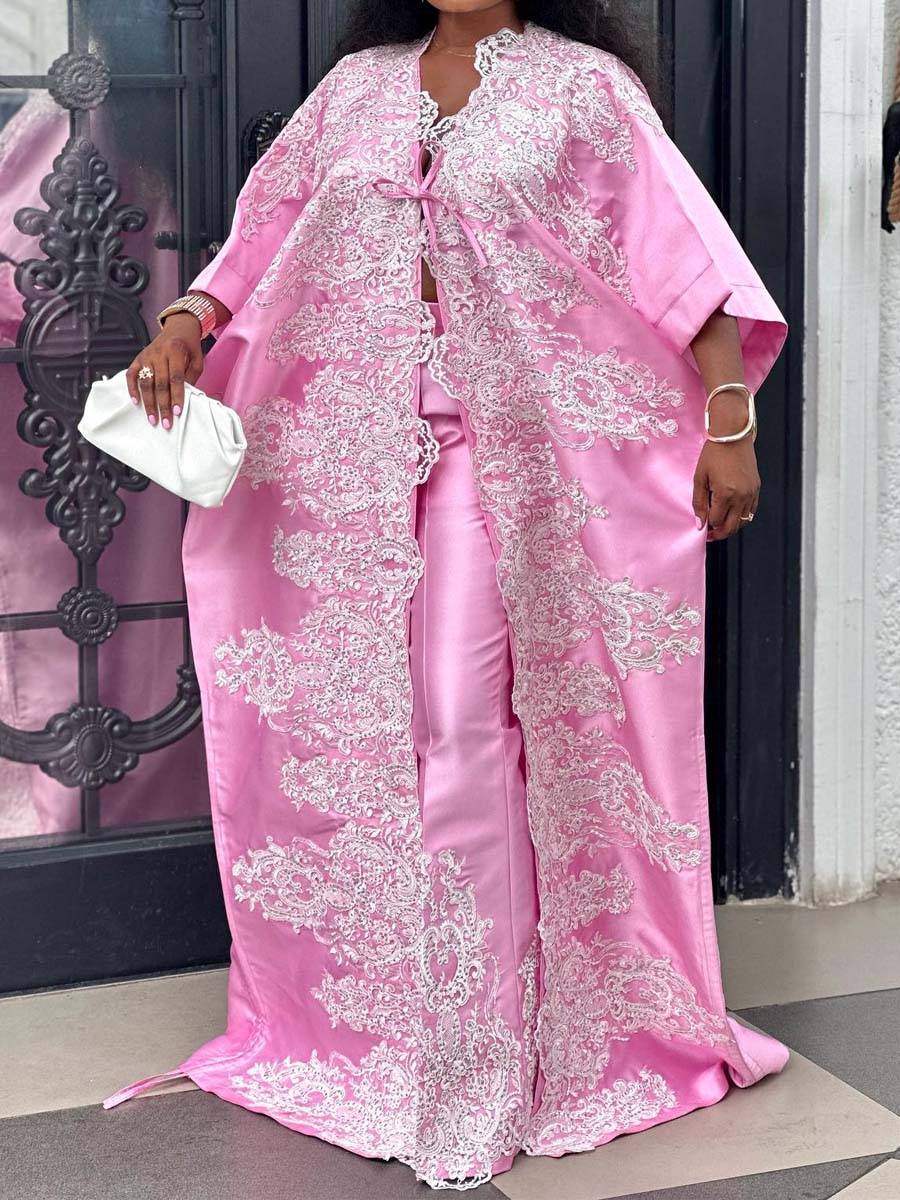 Elegant Lace Patchwork Two Pieces Set
