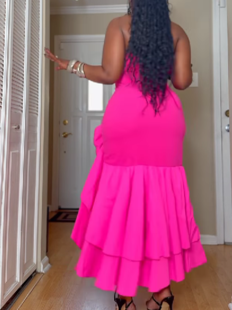 Neck Ruffled Dress