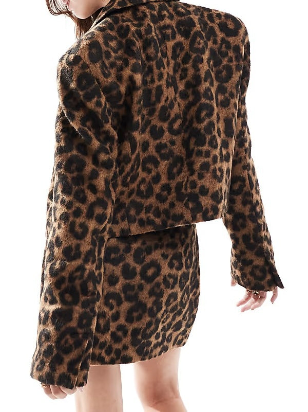 Harrington Jacket In Brushed Leopard Print And A-line Mini Skirt In Brushed Leopard