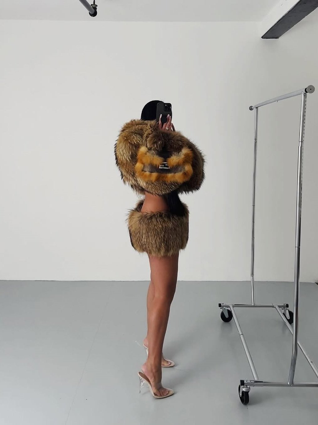 Fur Coat Skirt Suit