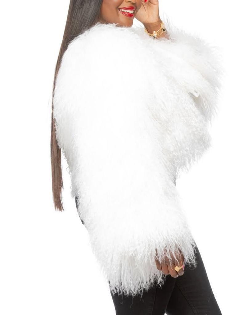 White Flocculent Fur Coat