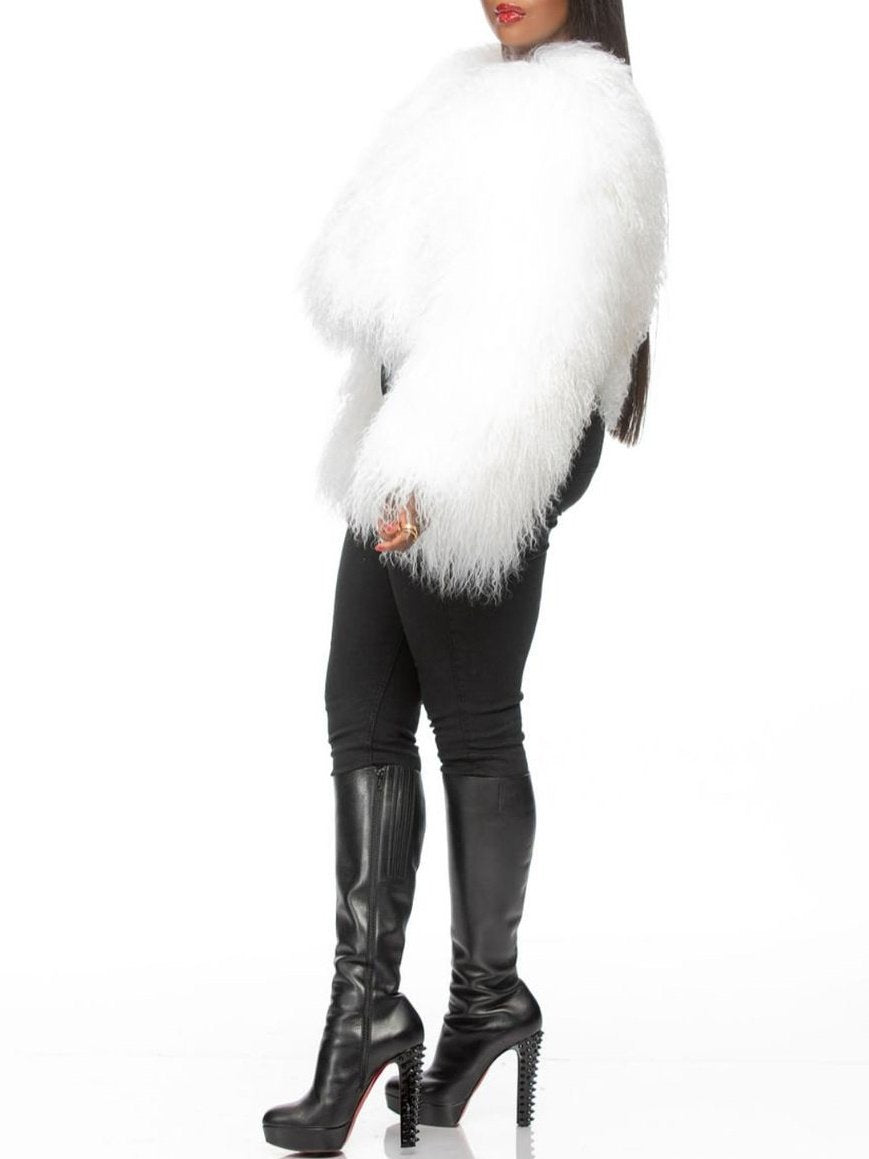 White Flocculent Fur Coat