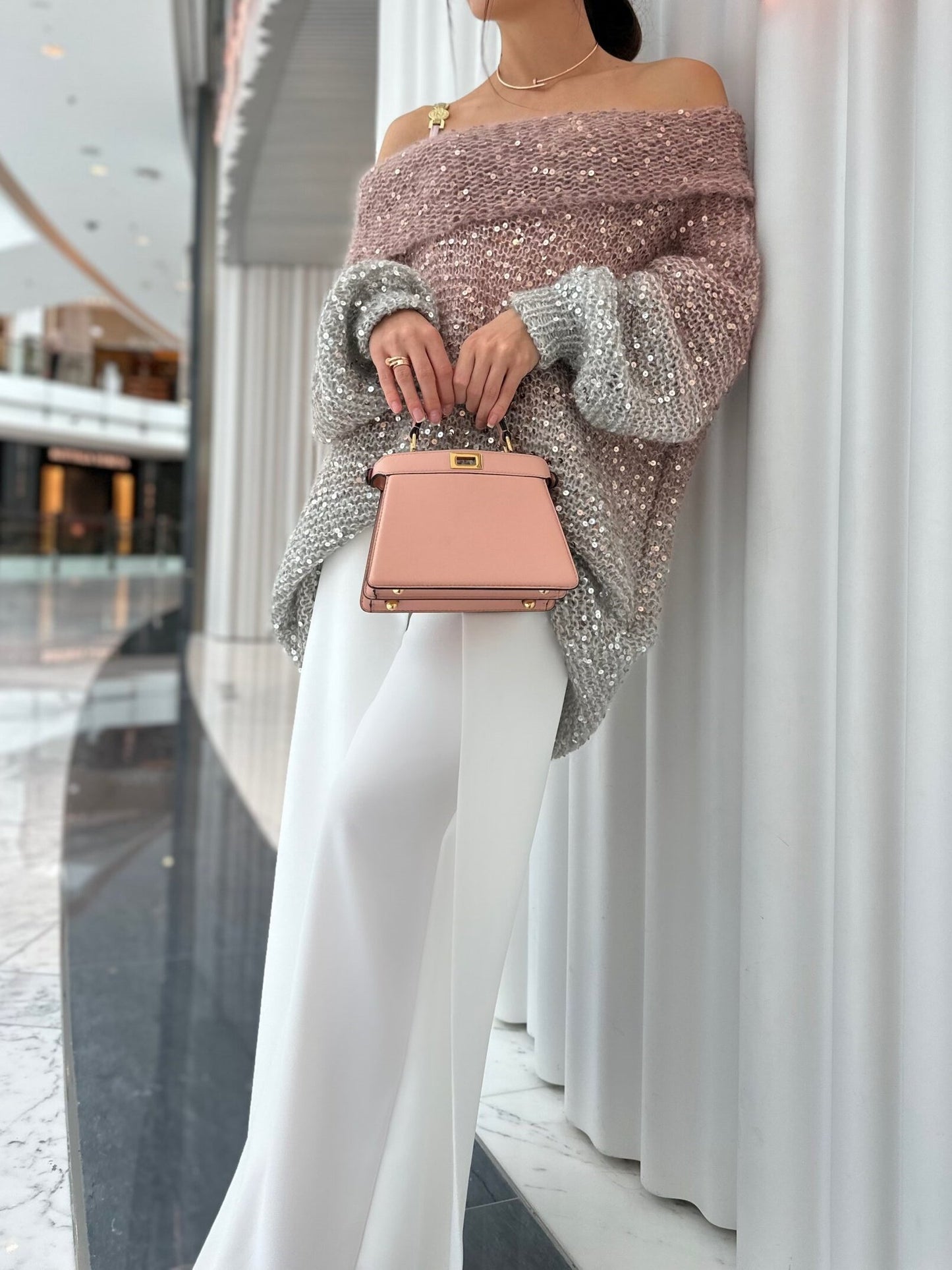 Handmade Shoulder-Flashing Sweater