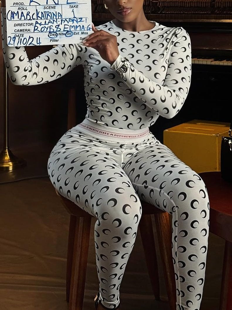Moon-Print Skinny Suit
