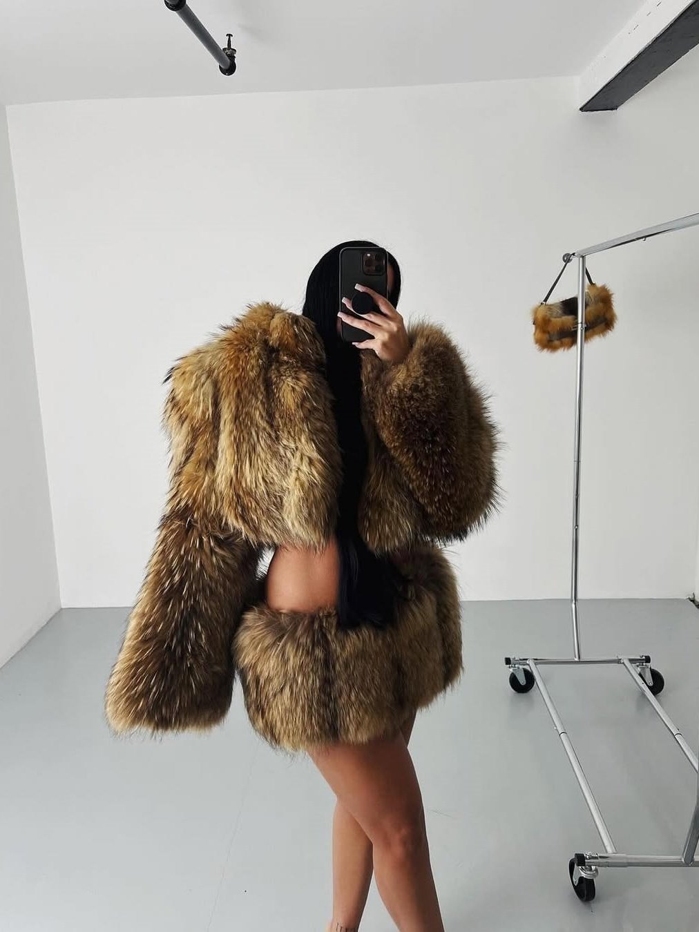 Fur Coat Skirt Suit