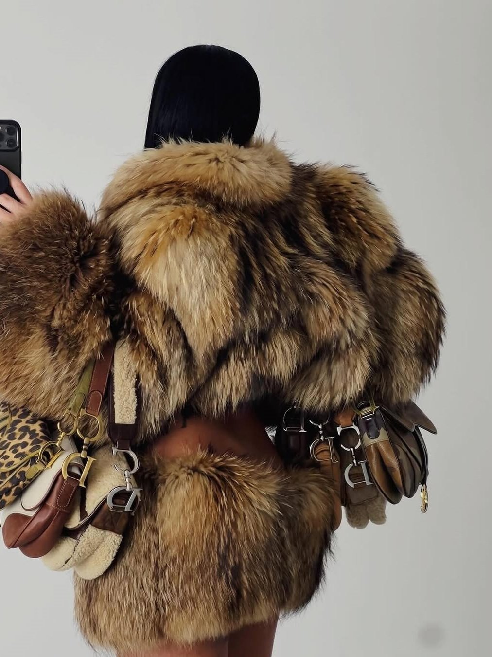 Fur Coat Skirt Suit