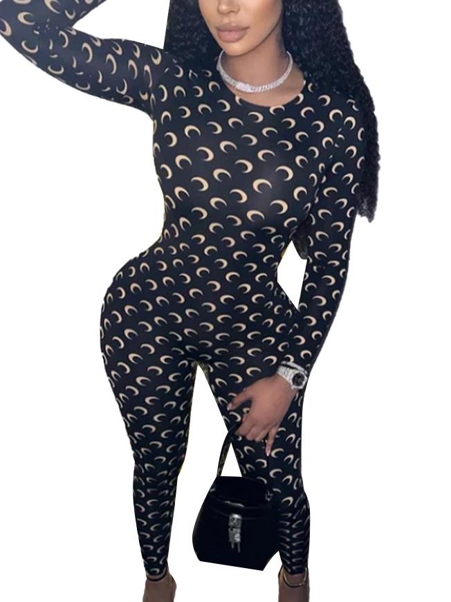 Moon-Print Skinny Suit