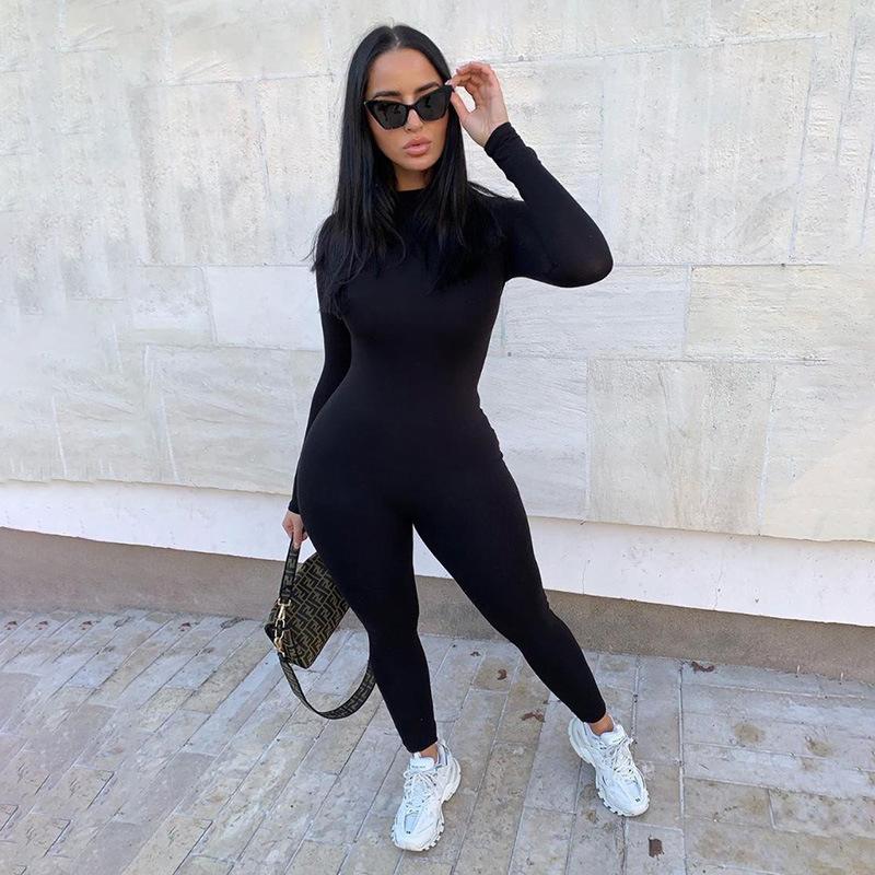 Long-Sleeve Slim-Fit Tight High-Waist Hip-Lifting Sports Jumpsuit