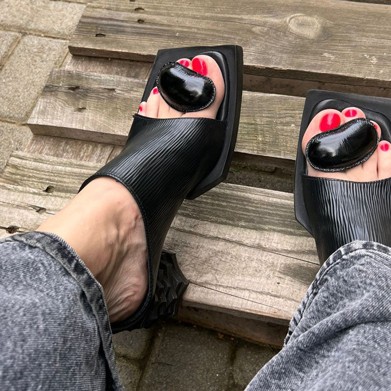 Fashion Chunky Square-toe Heels