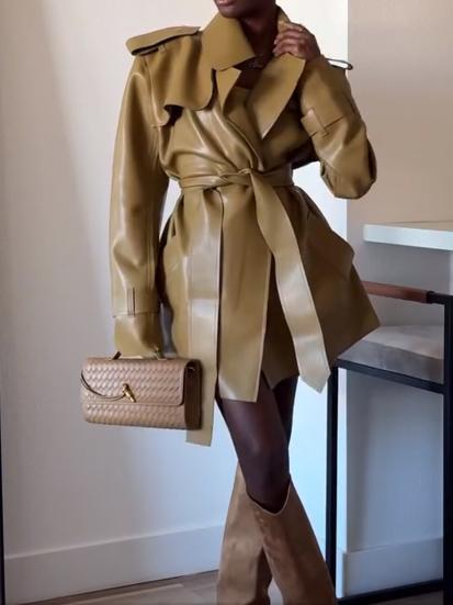 Yellow Green Leather Coat