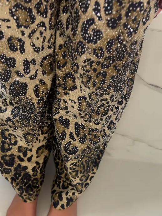 Leopard-Print Glitter Pants