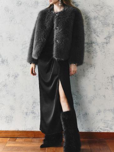 Button Gray Fur