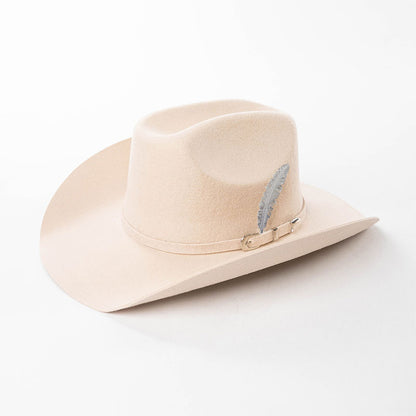 Fashion Metal Leaf Decoration Wool Felt Hat