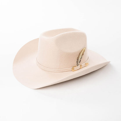 Fashion Metal Leaf Decoration Wool Felt Hat