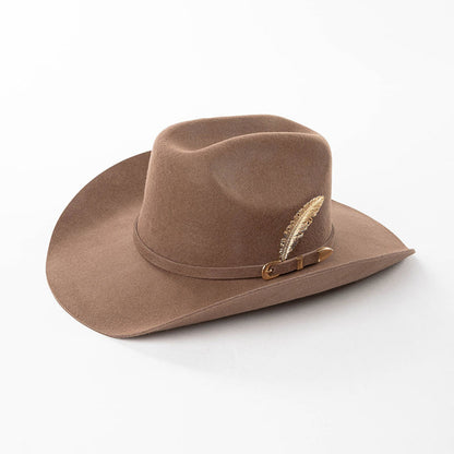 Fashion Metal Leaf Decoration Wool Felt Hat