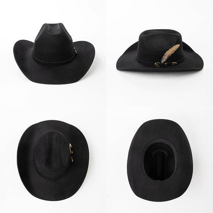Fashion Metal Leaf Decoration Wool Felt Hat