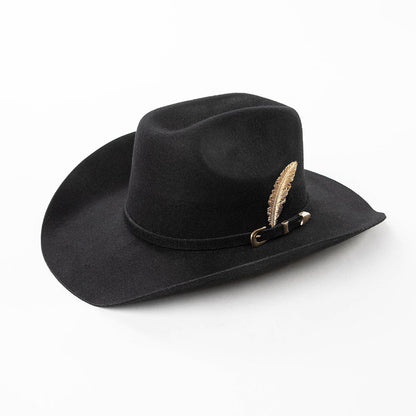 Fashion Metal Leaf Decoration Wool Felt Hat
