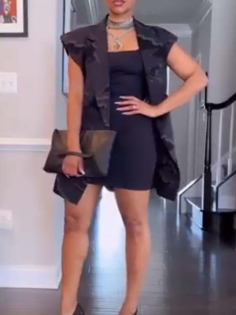 Black Patchwork Vest Jacket
