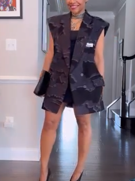 Black Patchwork Vest Jacket