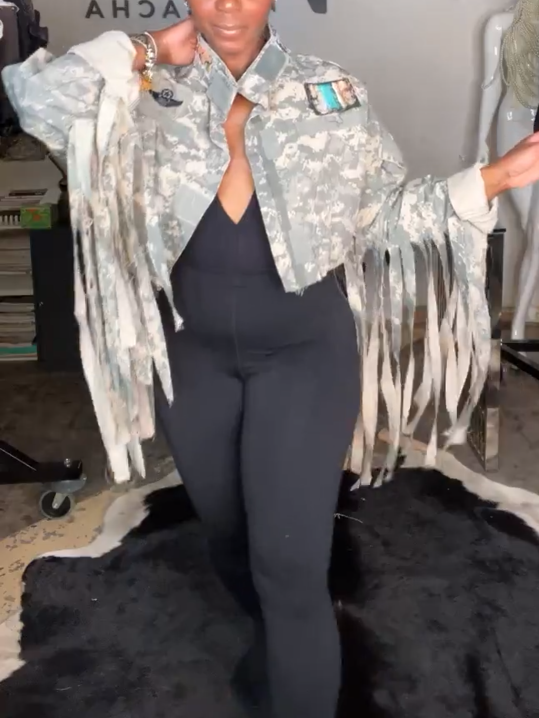 Camouflage Denim Streamer Coat