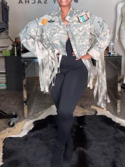 Camouflage Denim Streamer Coat