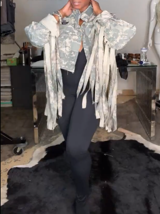 Camouflage Denim Streamer Coat